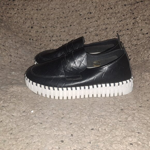 ILSE JACOBSEN-Platform Tulip Faux Black Leather Loafers-Sz 39-Excellent - Picture 2 of 8